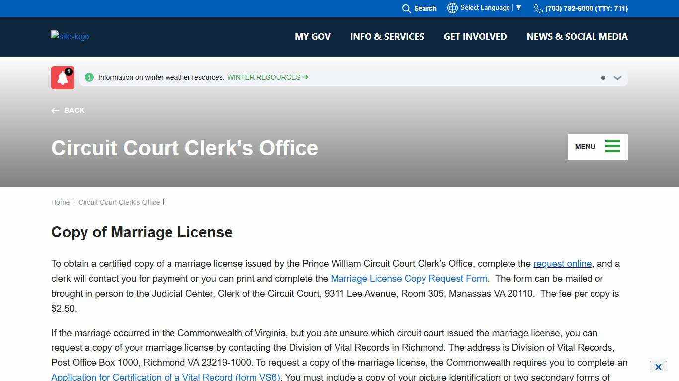 Copy of Marriage License