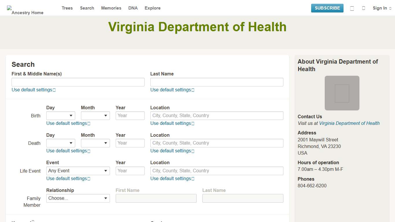 Ancestry Collections Partner Web